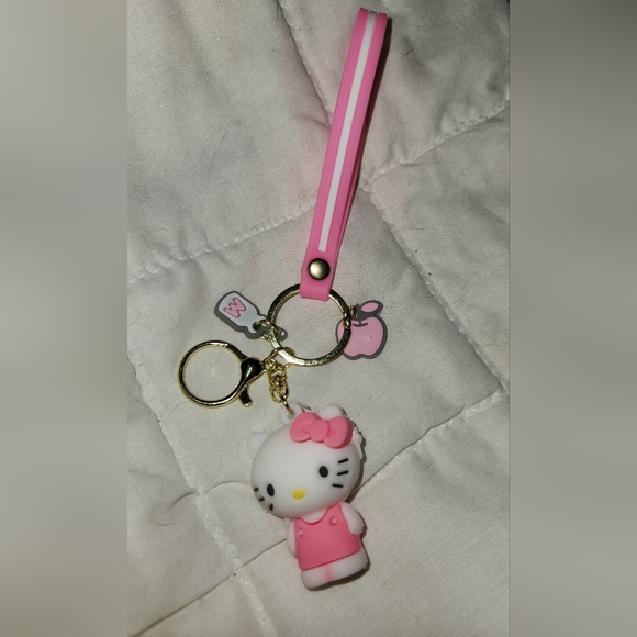 Sanrio Hello Kitty Denim Shoulder Bag w/ Keychain with Strap - Picture 7 of 10